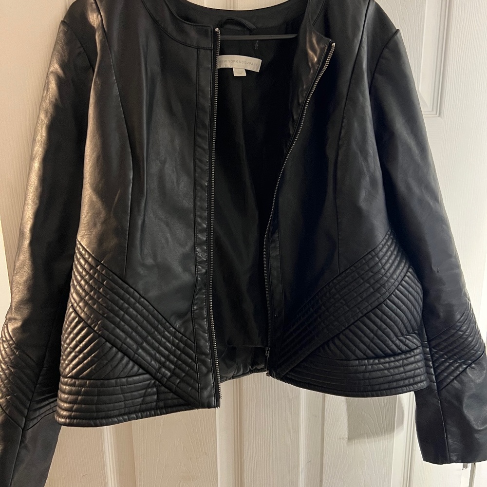 NY and Co leather collarless leather jacket
